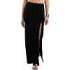 imageVerdusa Womens Solid Color High Waist Side Split Maxi SkirtBlack