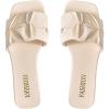 imageVerdusa Womens Square Toe Pleated Slide Sandals Summer Sandals SlippersSolid Beige