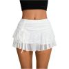 imageVerdusa Womens Y2k Elastic Waist Lace Mesh Layered Ruffled Mini Skirt SkortWhite