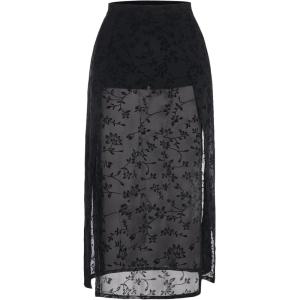 imageVerdusa Womens Plus Size Skirts High Waist Split Side Sheer Mesh A Line Long SkirtGoth Black