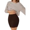 imageVerdusa Womens Basic High Waisted Pencil Bodycon Short SkirtChocalate Brown