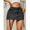 imageVerdusa Womens Casual Street Low Waist Tape Denim Cargo Mini Skirt with Flap PocketBlack