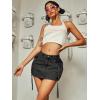imageVerdusa Womens Casual Street Low Waist Tape Denim Cargo Mini Skirt with Flap PocketBlack