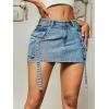 imageVerdusa Womens Casual Street Low Waist Tape Denim Cargo Mini Skirt with Flap PocketLight Wash