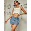 imageVerdusa Womens Casual Street Low Waist Tape Denim Cargo Mini Skirt with Flap PocketLight Wash