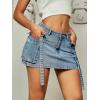 imageVerdusa Womens Casual Street Low Waist Tape Denim Cargo Mini Skirt with Flap PocketLight Wash