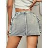 imageVerdusa Womens Casual Street Low Waist Tape Denim Cargo Mini Skirt with Flap PocketLight Wash Blue