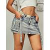 imageVerdusa Womens Casual Street Low Waist Tape Denim Cargo Mini Skirt with Flap PocketLight Wash Blue