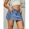 imageVerdusa Womens Casual Street Low Waist Tape Denim Cargo Mini Skirt with Flap PocketMedium Wash