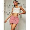 imageVerdusa Womens Casual Street Low Waist Tape Denim Cargo Mini Skirt with Flap PocketPink