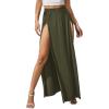 imageVerdusa Womens Elastic Waist High Split Wrap Flowy Long Maxi SkirtArmy Green