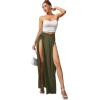 imageVerdusa Womens Elastic Waist High Split Wrap Flowy Long Maxi SkirtArmy Green