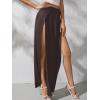 imageVerdusa Womens Elastic Waist High Split Wrap Flowy Long Maxi SkirtBrown