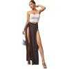 imageVerdusa Womens Elastic Waist High Split Wrap Flowy Long Maxi SkirtBrown