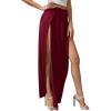 imageVerdusa Womens Elastic Waist High Split Wrap Flowy Long Maxi SkirtBurgundy