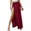 imageVerdusa Womens Elastic Waist High Split Wrap Flowy Long Maxi SkirtBurgundy