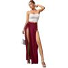imageVerdusa Womens Elastic Waist High Split Wrap Flowy Long Maxi SkirtBurgundy