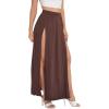 imageVerdusa Womens Elastic Waist High Split Wrap Flowy Long Maxi SkirtCoffee Brown