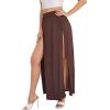 imageVerdusa Womens Elastic Waist High Split Wrap Flowy Long Maxi SkirtCoffee Brown