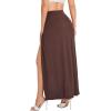 imageVerdusa Womens Elastic Waist High Split Wrap Flowy Long Maxi SkirtCoffee Brown