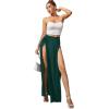 imageVerdusa Womens Elastic Waist High Split Wrap Flowy Long Maxi SkirtGreen