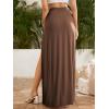 imageVerdusa Womens Elastic Waist High Split Wrap Flowy Long Maxi SkirtMocha Brown