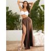 imageVerdusa Womens Elastic Waist High Split Wrap Flowy Long Maxi SkirtMocha Brown
