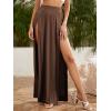 imageVerdusa Womens Elastic Waist High Split Wrap Flowy Long Maxi SkirtMocha Brown