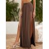 imageVerdusa Womens Elastic Waist High Split Wrap Flowy Long Maxi SkirtMocha Brown