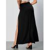 imageVerdusa Womens Elastic Waist High Split Wrap Flowy Long Maxi SkirtSolid Black