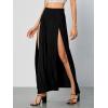 imageVerdusa Womens Elastic Waist High Split Wrap Flowy Long Maxi SkirtSolid Black