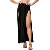 imageVerdusa Womens Elastic Waist High Split Wrap Flowy Long Maxi SkirtSolid Black