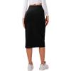 imageVerdusa Womens Elastic Waist Split Thigh Pencil Bodycon Midi SkirtBlack