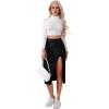imageVerdusa Womens Elastic Waist Split Thigh Pencil Bodycon Midi SkirtBlack