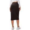 imageVerdusa Womens Elastic Waist Split Thigh Pencil Bodycon Midi SkirtCoffee