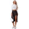 imageVerdusa Womens Elastic Waist Split Thigh Pencil Bodycon Midi SkirtCoffee