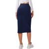 imageVerdusa Womens Elastic Waist Split Thigh Pencil Bodycon Midi SkirtNavy
