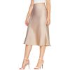 imageVerdusa Womens Elegant High Waist Satin A Line Flared Midi SkirtBeige
