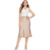 imageVerdusa Womens Elegant High Waist Satin A Line Flared Midi SkirtBeige