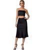 imageVerdusa Womens Elegant High Waist Satin A Line Flared Midi SkirtBlack