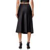 imageVerdusa Womens Elegant High Waist Satin A Line Flared Midi SkirtBlack