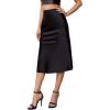 imageVerdusa Womens Elegant High Waist Satin A Line Flared Midi SkirtBlack