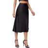 imageVerdusa Womens Elegant High Waist Satin A Line Flared Midi SkirtBlack