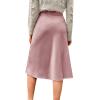 imageVerdusa Womens Elegant High Waist Satin A Line Flared Midi SkirtPink