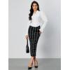 imageVerdusa Womens Elegant Plaid Elastic Waist Bodycon Midi SkirtBlack