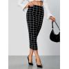 imageVerdusa Womens Elegant Plaid Elastic Waist Bodycon Midi SkirtBlack