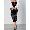 imageVerdusa Womens Elegant Plaid Elastic Waist Bodycon Midi SkirtBlack