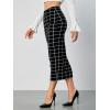 imageVerdusa Womens Elegant Plaid Elastic Waist Bodycon Midi SkirtBlack