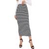 imageVerdusa Womens Elegant Plaid Elastic Waist Bodycon Midi SkirtBlack Houndstooth