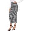 imageVerdusa Womens Elegant Plaid Elastic Waist Bodycon Midi SkirtBlack Houndstooth